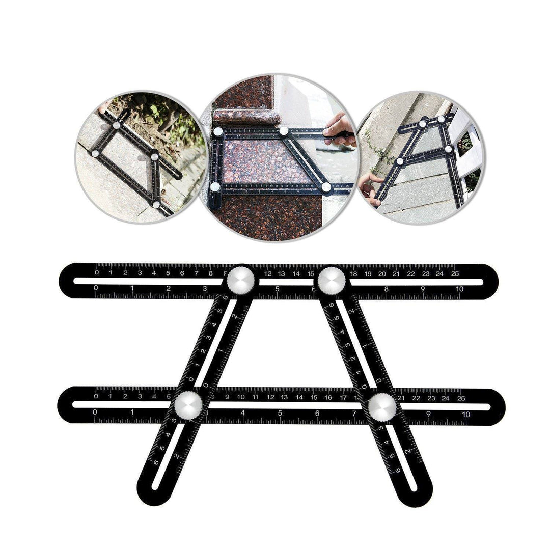 Folding universal angle ruler with four-fold mechanism, ideal for complex shapes