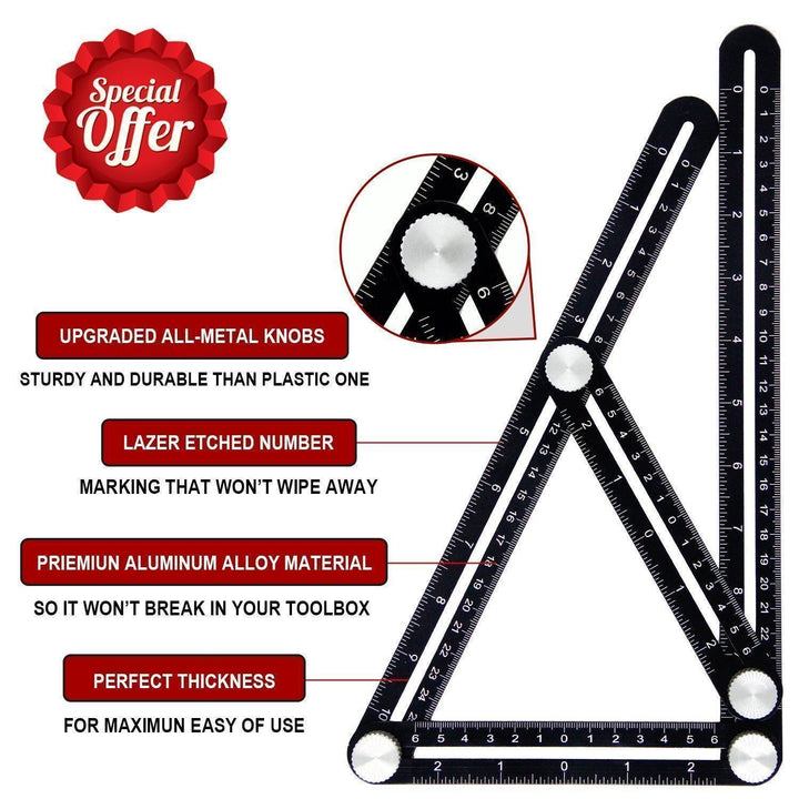 Heavy-duty angle finder ruler, durable construction for construction and renovation tasks