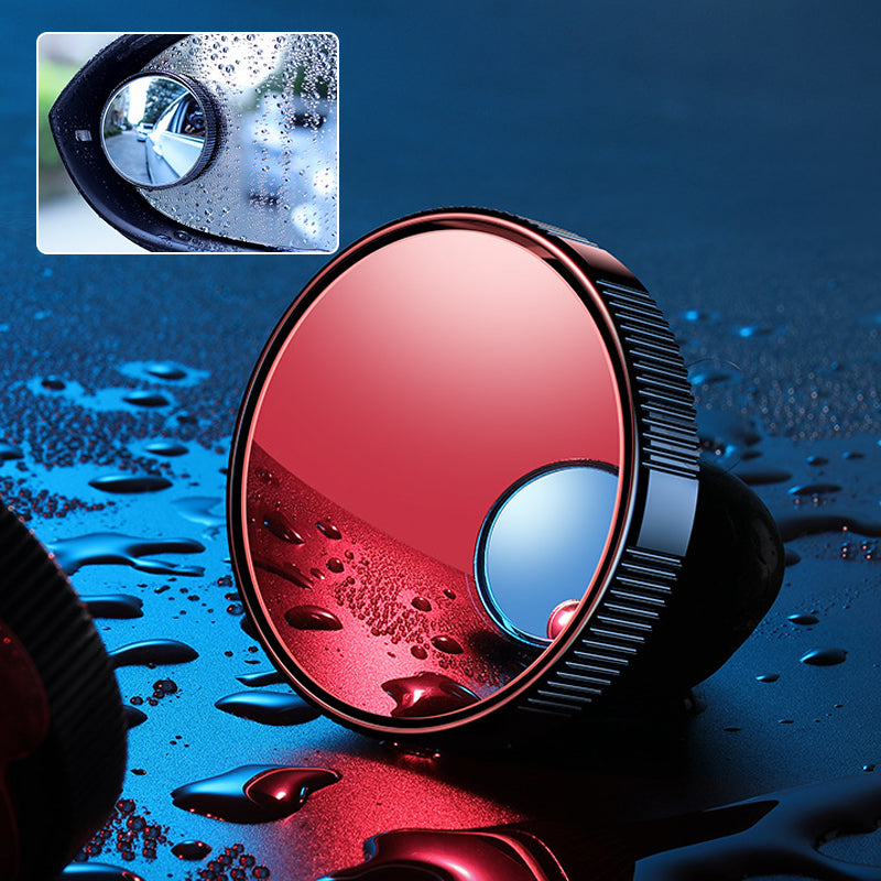 Universal car blind spot mirror packaging, showcasing key features for vehicle safety.