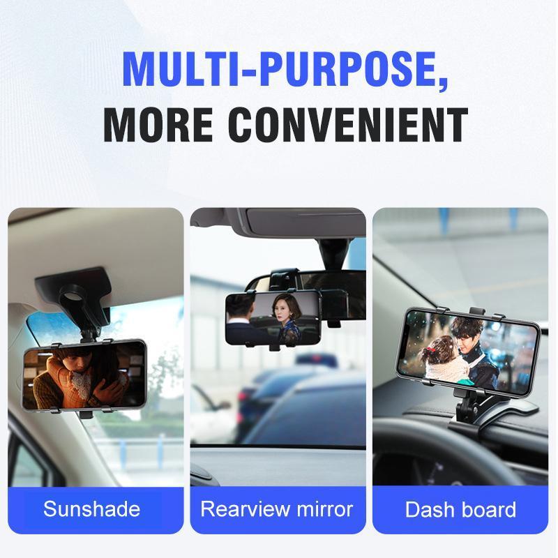 Close-up of a universal car dashboard GPS phone holder showing strong suction and adjustable arm