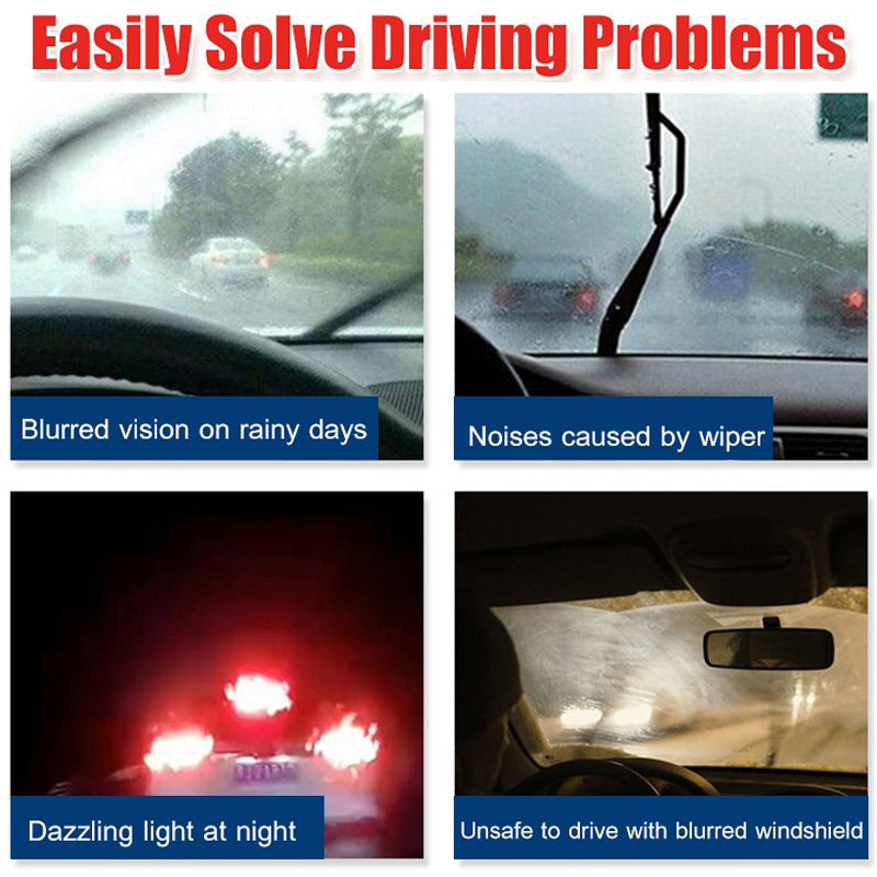 Easy-to-use car glass oil film remover, leaves streak-free shine on all auto glass.