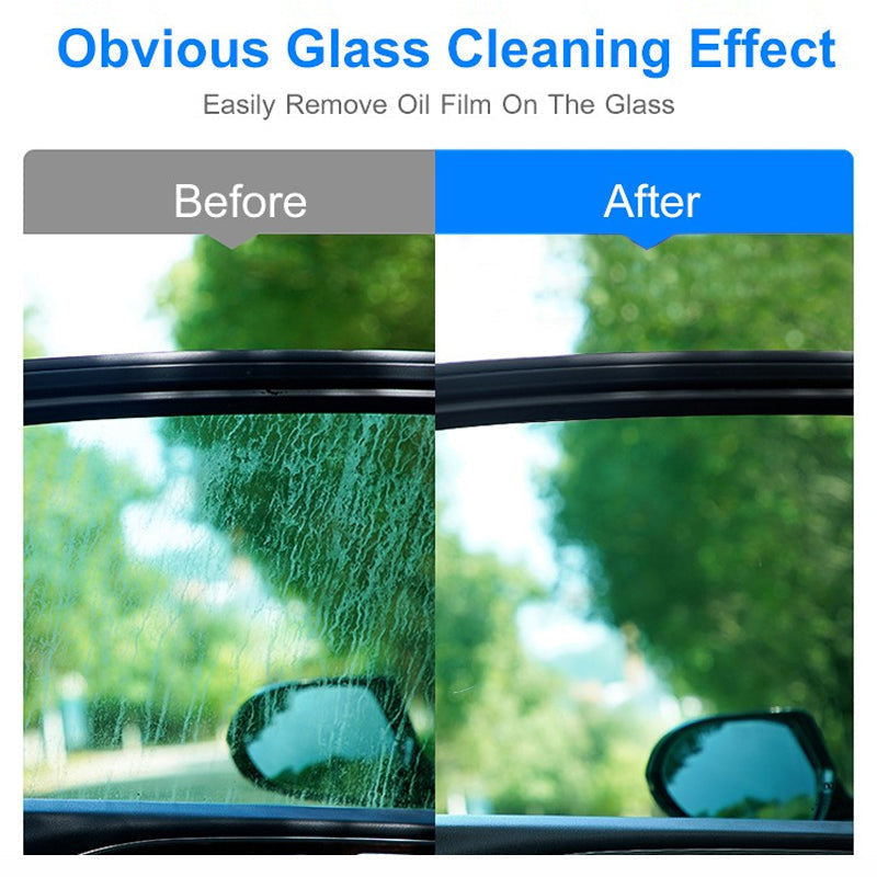 Professional automobile glass cleaner, eliminates hazy film for improved visibility.