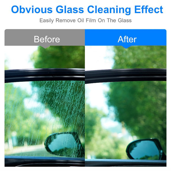 Professional automobile glass cleaner, eliminates hazy film for improved visibility.