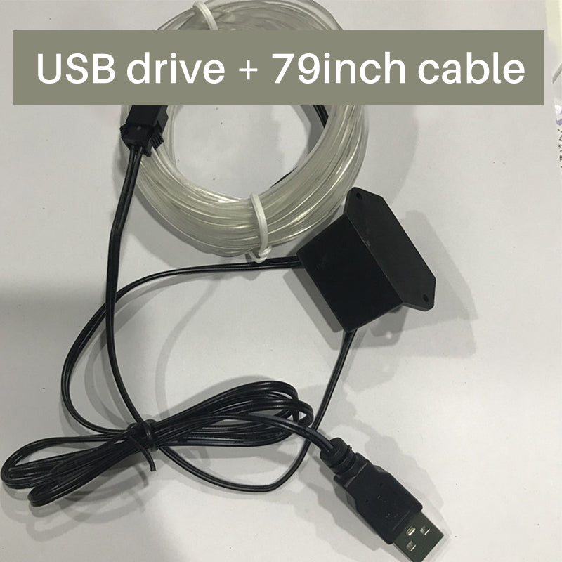 Car interior light kit with LED strips, creating ambient mood lighting, USB powered design