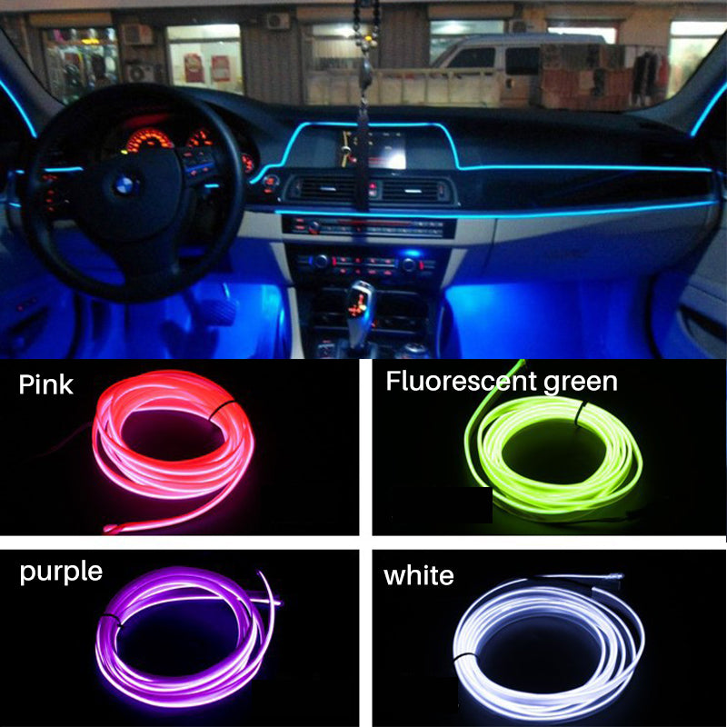 Ambient LED lighting kit for car interior, USB plug-and-play, auto decorative accessory