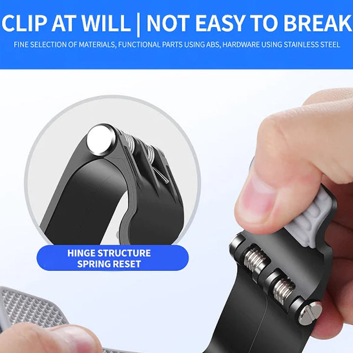 Adjustable car phone holder, dashboard & visor universal mount, black, for hands-free driving.