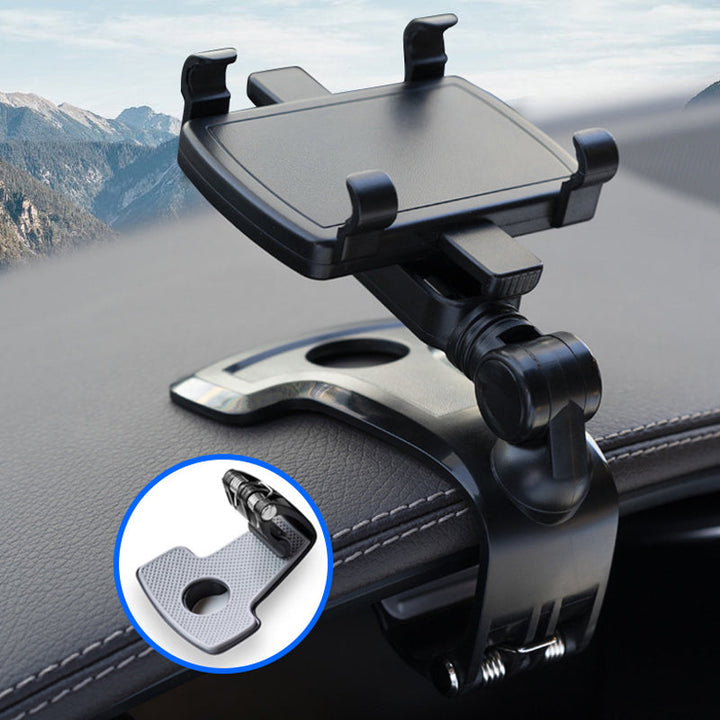 Close-up of the grip mechanism of a universal car phone mount, dashboard & visor compatible.