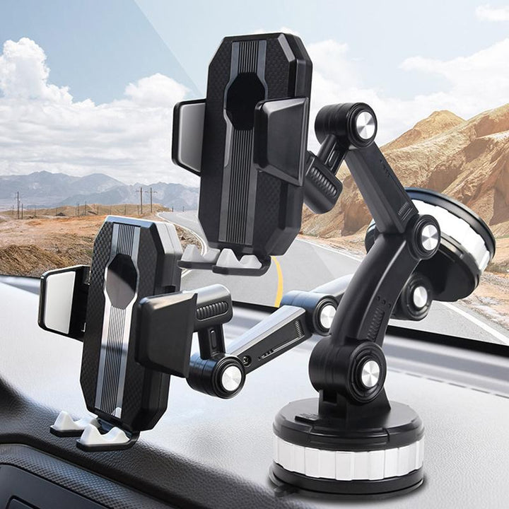 Dashboard car mount for smartphones, featuring robust suction and universal compatibility.