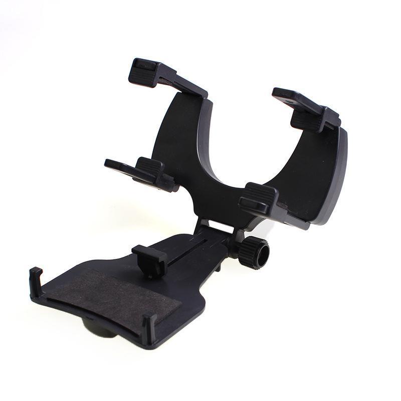 In-car smartphone holder attaching to rear view mirror, stable and universal fit
