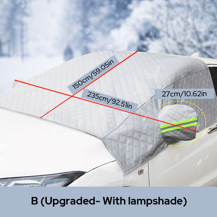 All-season universal windshield cover rolled up for convenient storage