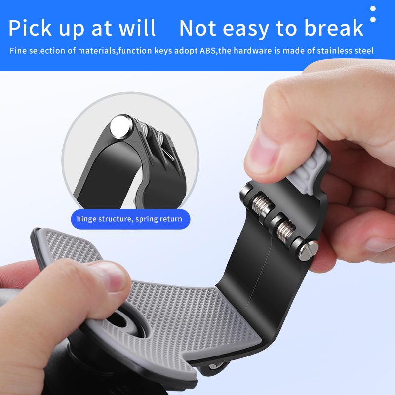 Mobile phone dashboard mount, non-slip base, rotatable design, and visible parking number display.