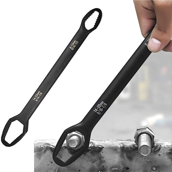 Universal double ended wrench, chrome vanadium, for home and auto repair tasks