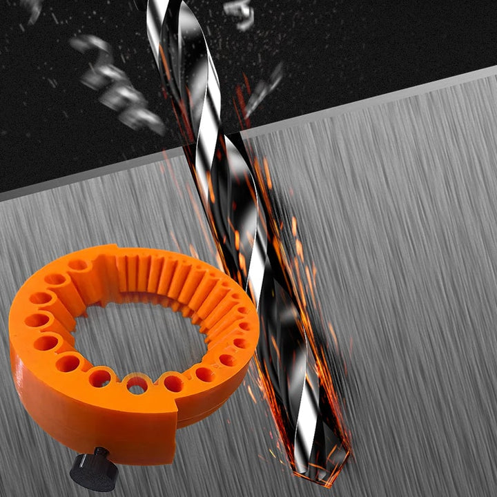 Red universal drill bit sharpener tool, grinding accessory for 2-13mm drill bits, workshop