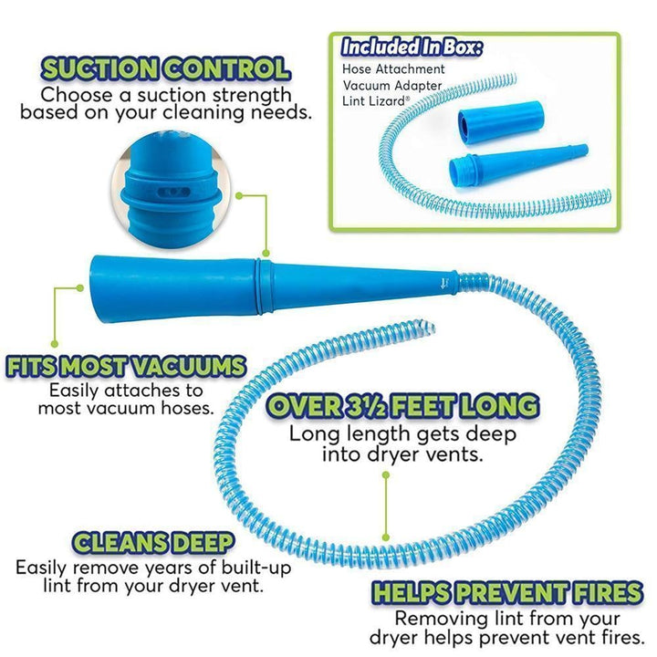 Flexible Dryer Vent Cleaner Kit, vacuum hose attachment for deep lint cleaning
