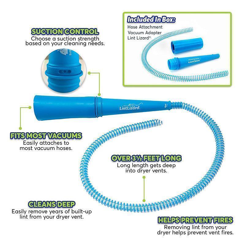 Vacuum cleaner hose attachment for dryer vent cleaning, effectively removes lint & debris from ducts