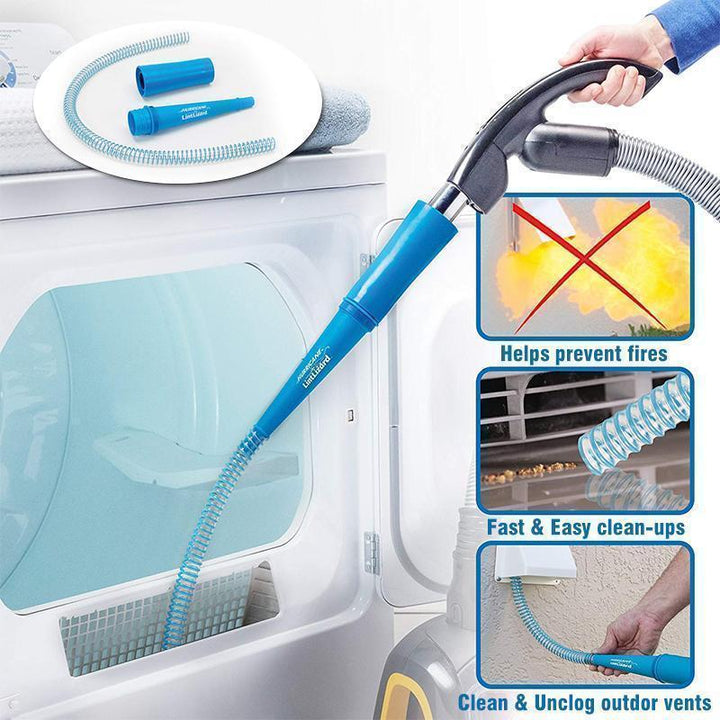 Close-up of flexible dryer vent vacuum attachment, a key tool for appliance fire safety