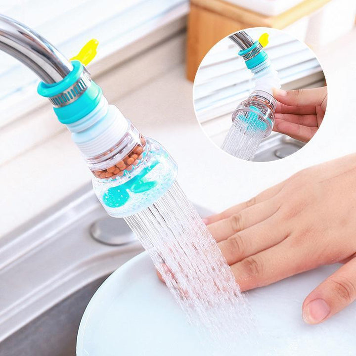 Close-up of universal faucet filter, water purifier, showing multi-layer filtration. Home improvement.