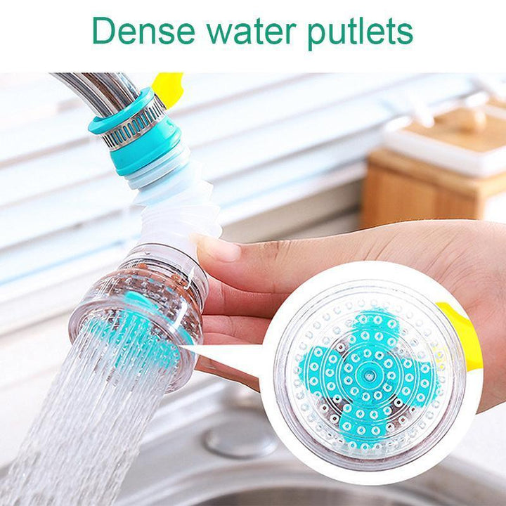 Packaging of the universal faucet filter showing features: water saving, splash proof, easy to fit.