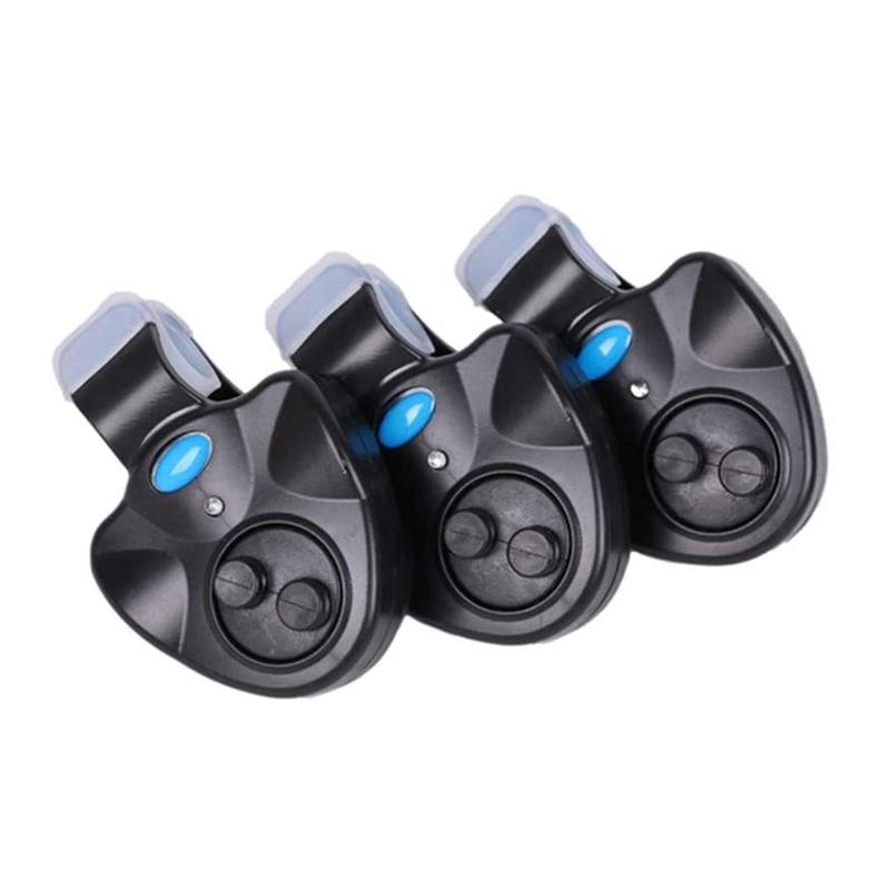 Water-resistant universal fishing alarm with LED and sound, a must-have for a successful fishing trip.