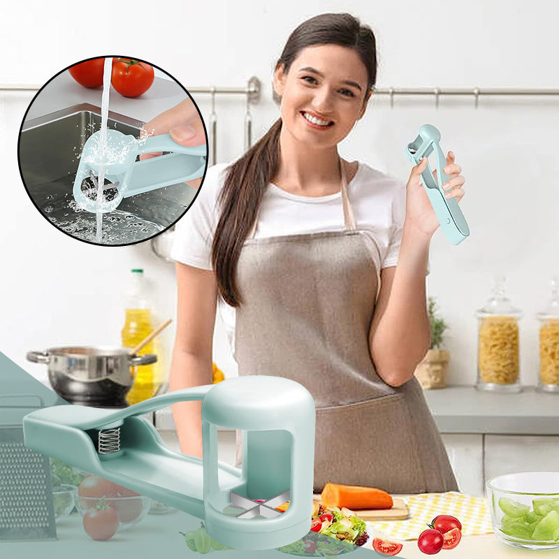 Handheld berry quarter slicer, ideal for grapes & small fruits; safety design, baby food prep