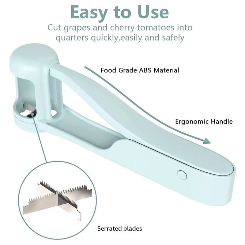 Green & white kitchen gadget: fruit quarter slicer, perfect for quick & easy fruit preparation
