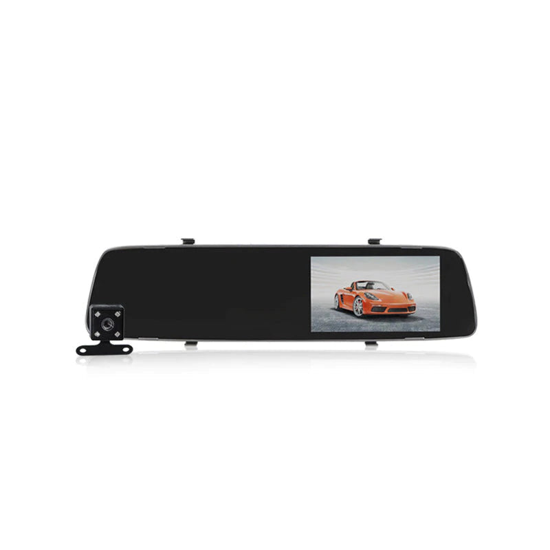 Universal dash camera, capturing a bright, clear image of a road in daylight