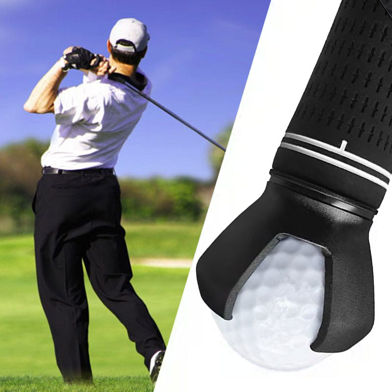 Robust golf ball picker, easily attaches to any putter, improving playing experience.
