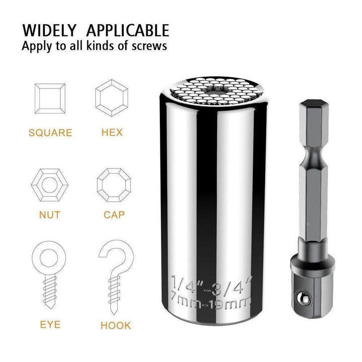Close-up of a Universal Grip Socket Tool, highlighting its multi-faceted design for diverse repair needs.