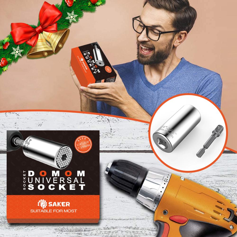 Universal grip socket wrench tool set with adapter for versatile DIY and automotive repairs