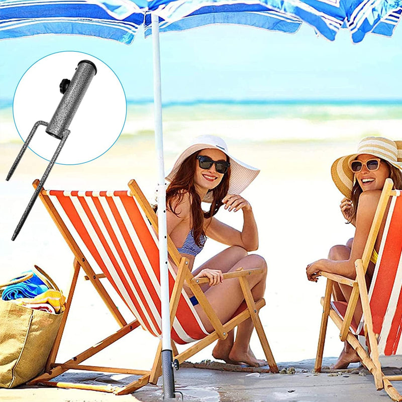 Heavy duty ground anchor umbrella holder, showing its robust construction.