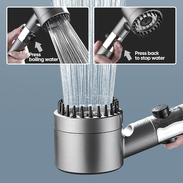 Complete high-pressure shower head set with handheld shower, hose, and adjustable wall bracket