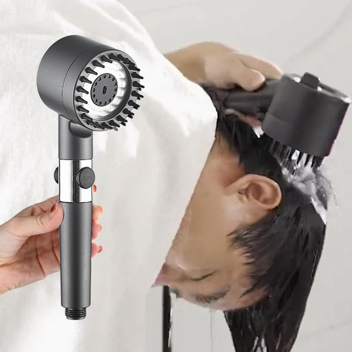 Stylish bathroom high-pressure shower head set, chrome, enhancing modern shower aesthetics