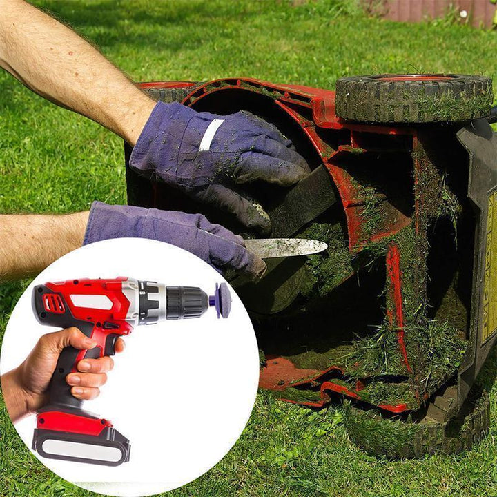 Corundum lawn mower blade sharpener tool, power drill compatible for quick sharpening