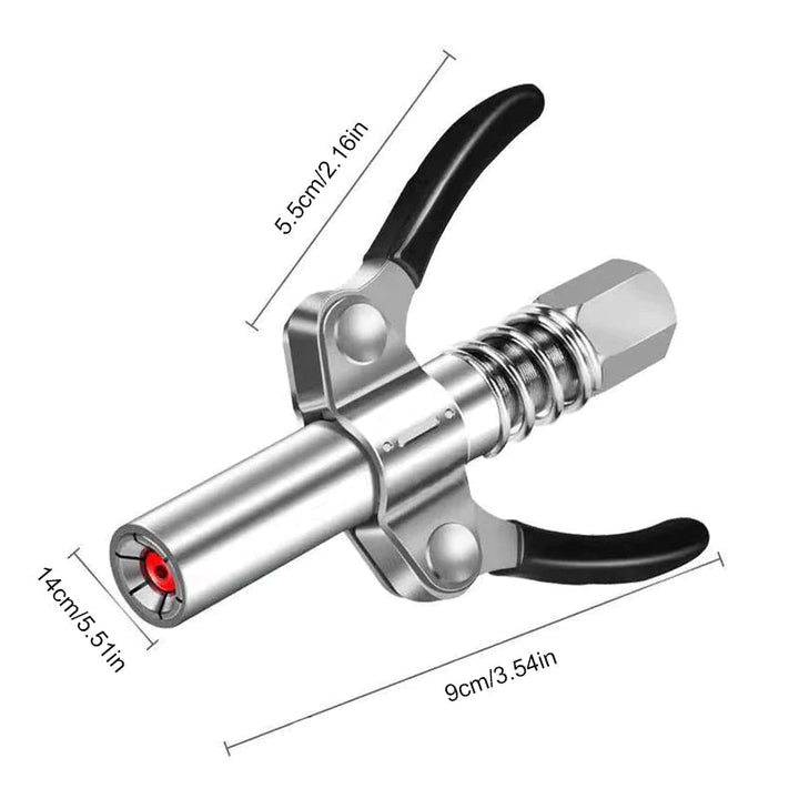 Compact and powerful Universal Lock-On Grease Gun Coupler, enhancing lubrication efficiency