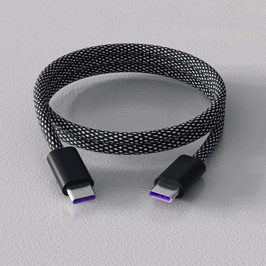 Durable braided magnetic fast charging cable. Anti-tangle design for USB C & Lightning data transfer.