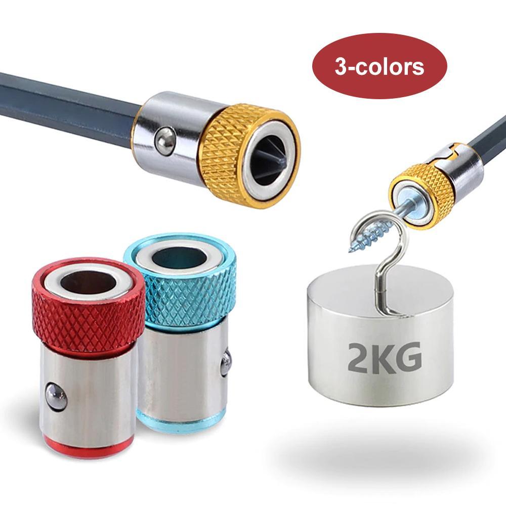 Hand holding a screwdriver fitted with a magnetic bit ring, showcasing this essential hardware and DIY tool attachment.