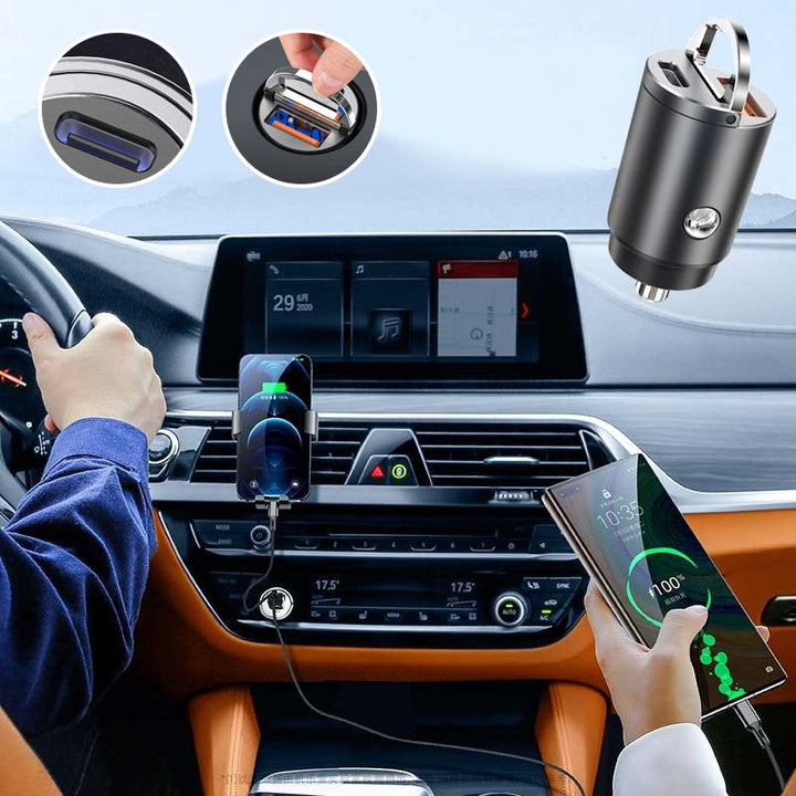 High-speed mini car charger, power adapter for rapid charging of phones & tablets in car