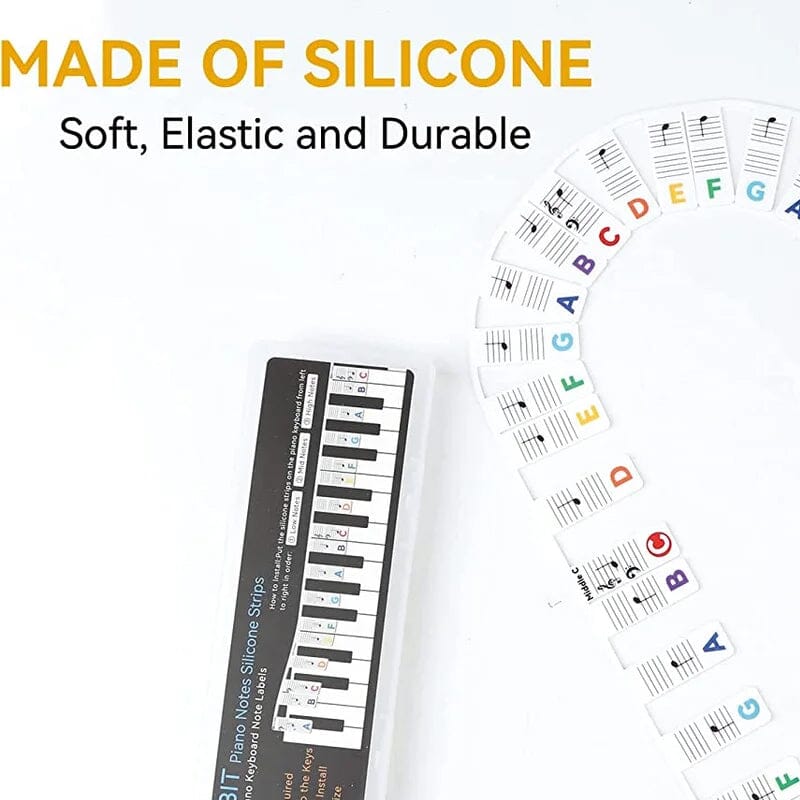 Detailed view of a single Universal Piano Keyboard Note Label, clear and readable, musical accessory
