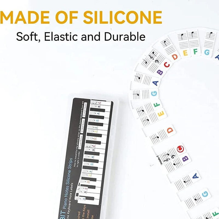 Detailed view of a single Universal Piano Keyboard Note Label, clear and readable, musical accessory