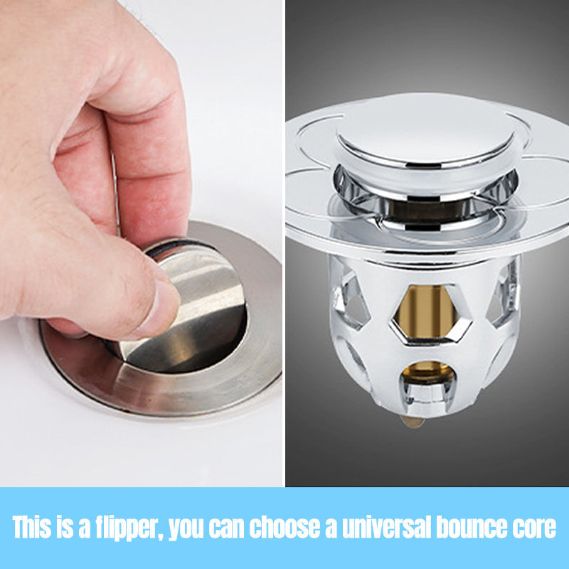 Close-up of pop-up mechanism on a Universal Sink Drain Stopper, showing seal and anti-clog filter