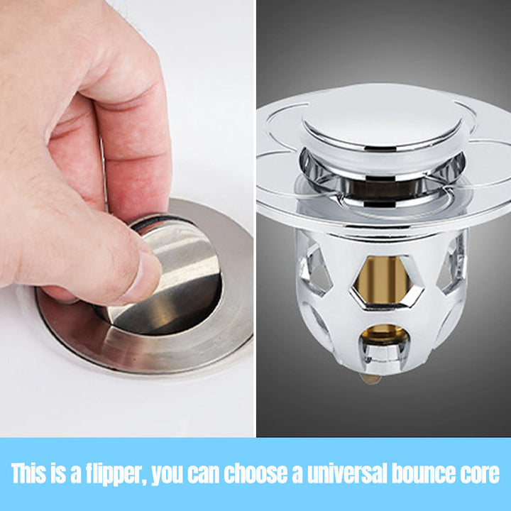 Close-up of pop-up mechanism on a Universal Sink Drain Stopper, showing seal and anti-clog filter