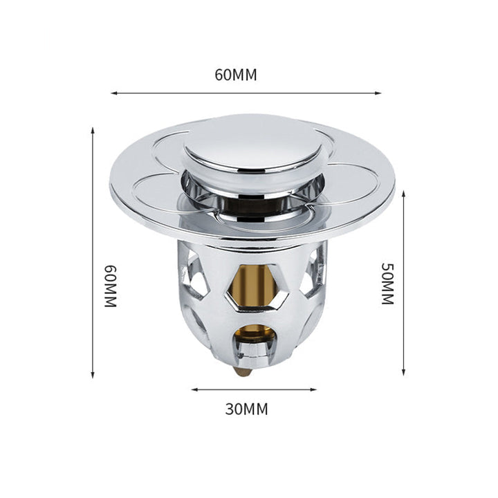 Universal Pop-Up Sink Drain Stopper made from durable stainless steel and brass, plumbing accessory