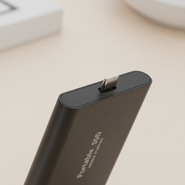 Compact, shockproof 128TB Portable External SSD. Durable mobile storage gadget for secure data on the go.