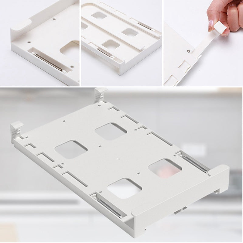 Universal can dispenser rack, fits various can sizes, clear design.