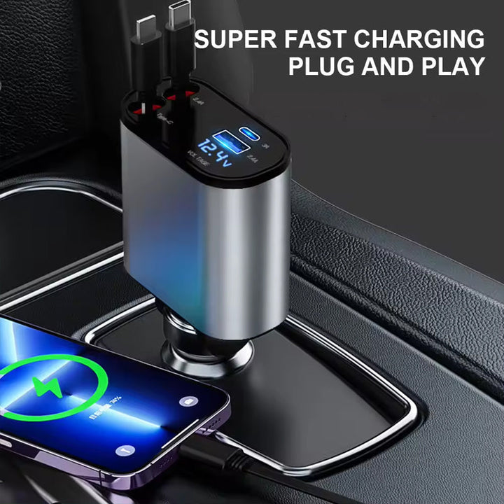 Set of two Universal Retractable Fast Car Chargers, perfect auto essentials for multiple vehicles