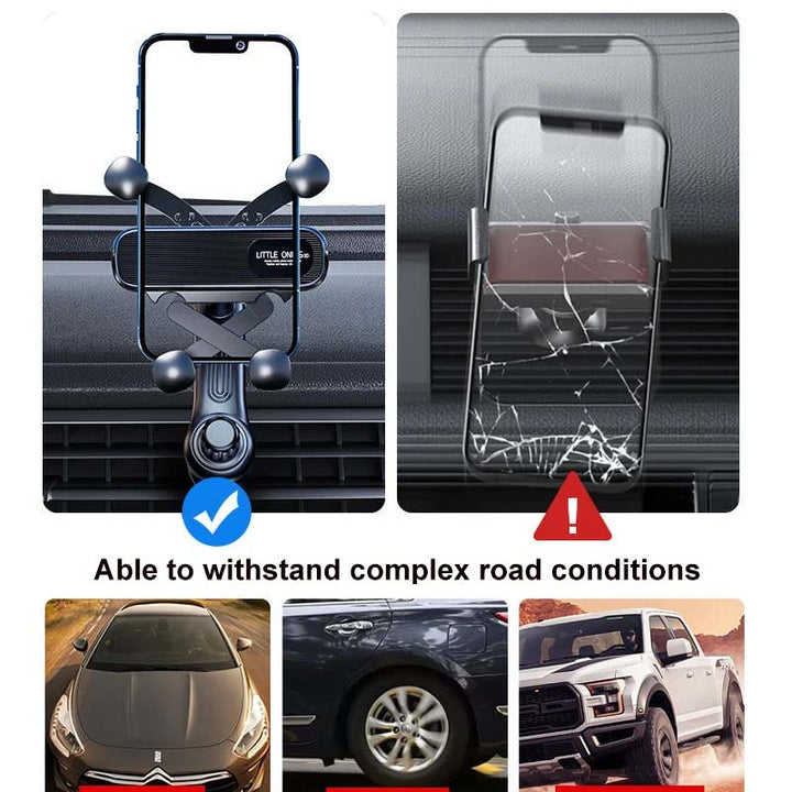 Black universal car phone mount, 360-degree rotatable for optimal viewing during vehicle navigation