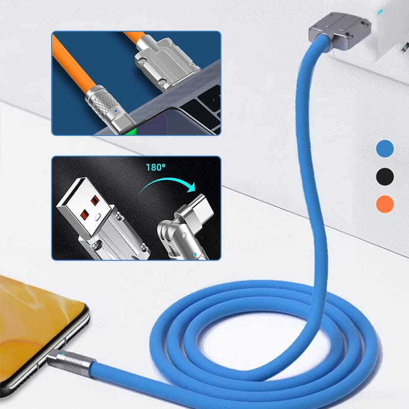 Lightning (iPhone) connector head for a universal rotating fast charge USB cable.