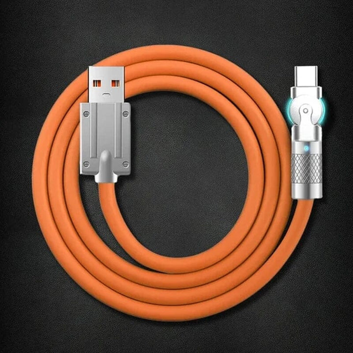 Universal fast charge USB cable's strong magnetic connection shown clearly.