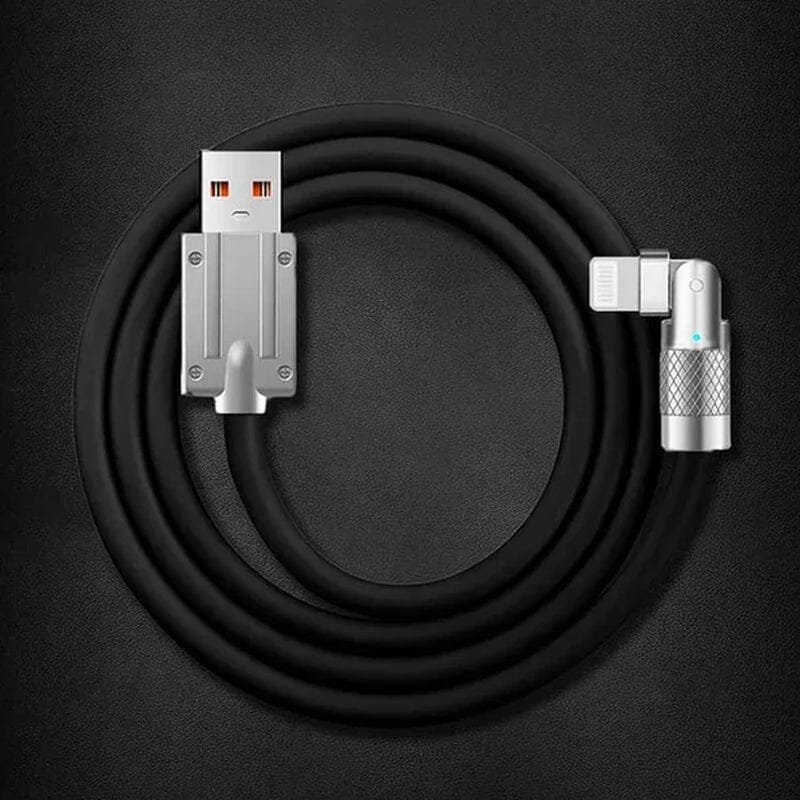 Durable braided universal rotating fast charge USB cable for extended use.