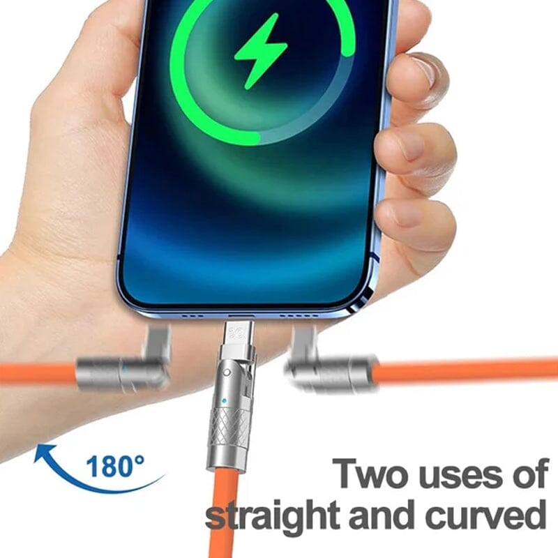 Durable universal USB fast charge cable with rotating magnetic tips for phones.